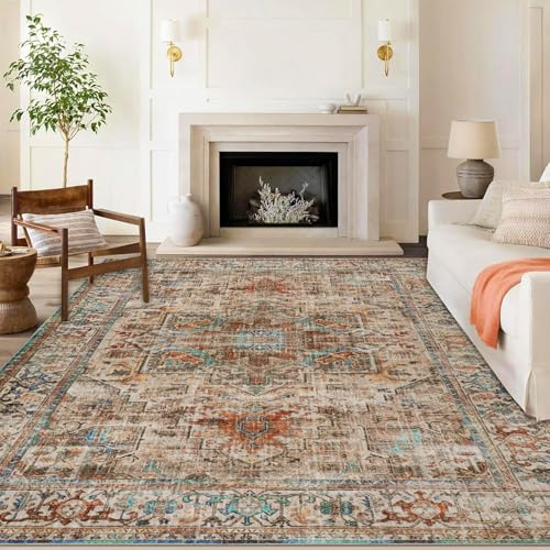 Cekene Tappeto grande per soggiorno 200 x 290cm antiscivolo lavabile in lavatrice tappeto a basso profilo per interni cucina sala da pranzo sala giochi (terracotta)