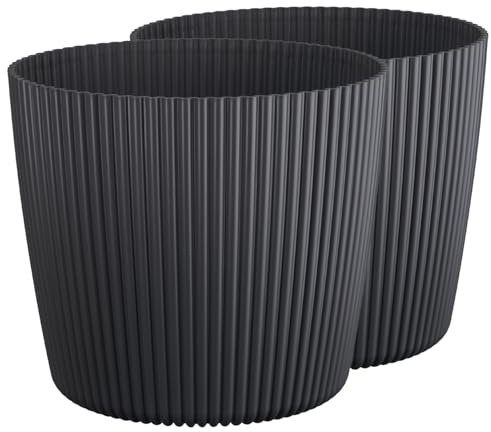 Tymar Blumentopf,Übertopf, 2er-Pack, Runde Form ((2pack) Schwarz matt, ø 11 cm)