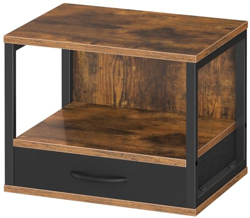 HOOBRO Soporte para Impresora con Cajón, Mesa de Impresora de sobremesa de 2 Niveles, bajo Escritorio, Estantería de Almacenamiento, para Oficina en Casa, Cocina, Salón, Marrón Rústico EBF07PS01