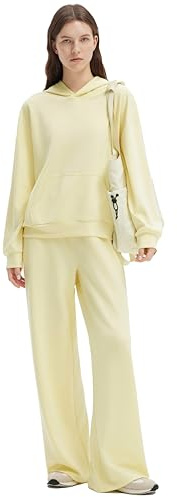 SUUKSESS Women 2 Piece Lounge Sets 2025 Oversized Hoodie Sweatshirt Outfits Wide Leg Sweatpants with Pockets(Yellow,L)