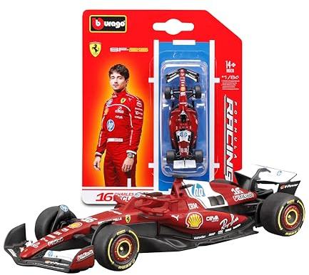 Bburago - F1 Ferrari SF-25#16 Charles Leclerc 2025, Voiture Miniature à l'échelle 1:64, réplique d'une monoplace de Formule 1, Licence Officielle Ferrari, Blister de Collection, 14+
