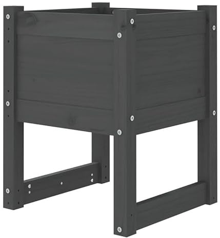 Elegans planteringskruka grå 40 x 40 x 52,5 cm av massiv furu – robust planteringslåda för trädgård, balkong och terrass – hållbar och väderbeständig