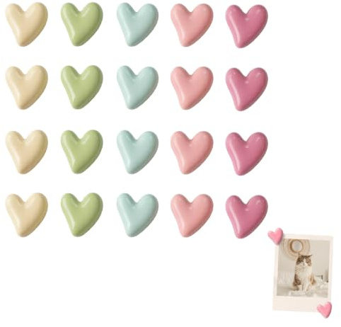 20 Piezas Imanes para Nevera 3D Corazón, Imanes Nevera Decorativos de Colores Pasteles Brillantes, Mini Imanes Pizarra Magnética Reutilizables, Multiusos para Oficina, Decoración y Regalo Versátil