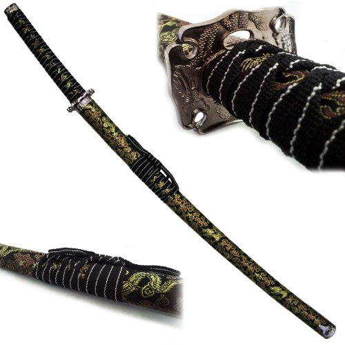 KATANA ORNAMENTALE SPADA GIAPPONESE PER DA ARREDAMENTO IN SETA NERA ARREDAMENTO
