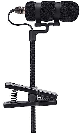 Pronomic MCM-100SB Micrófono de Clip con Soporte, Condensador, Cuello de Cisne, para saxofón, Instrumentos de Viento, cajón, Phantom, Adaptador XLR y Estuche, Color Negro.