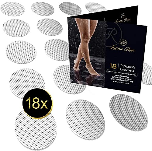 Självhäftande halkskydd för badkar och duschar, premiumkvalitet - XXL PADS 18 STYCKEN - Halkskydd & antihalkskydd - Ca10 cm Ø - Set med självhäftande klistermärken för dusch & badkar