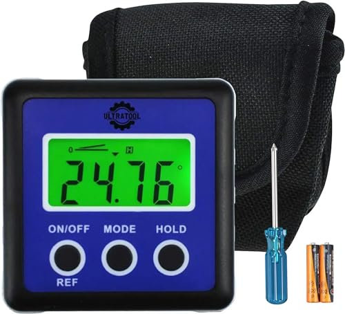 ULTRATOOL Digital Angle Finder with LCD Display – Magnetic Base, Waterproof Inclinometer Bevel Gauge – Includes 2 Extra Batteries