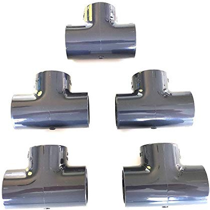 Lot de 5 Manchons PVC Pression – U Té 90° / 50 mm intérieur F/F/F PN16 / Piscine et arrosage
