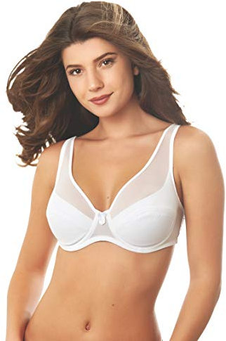 Istintiva Giulia – Reggiseno con Ferretto e rifinitura in Tulle ad Elevato Comfort | Coppe morbide Leggermente Imbottite | Spalline Regolabili | Bianco, Taglia 3C