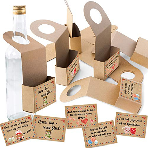 Logbuch-Verlag 5 flasketiketter för påfyllning av kraftpapper ordspråksdekal brun färgglad – dekorera presentflaskor