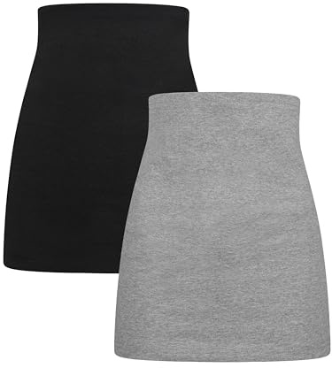 Herzmutter Long Cotton Belly Band Belt Pregnancy Woman Oekotex 100 Shirt Extender German Brand 6350 (XL, Black|Grey)