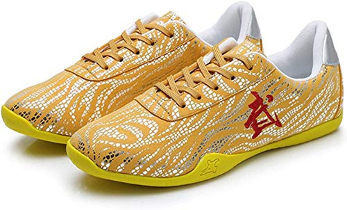 ZKHD Artes Marciales Zapatillas Tai Chi Zapatos Wushu Zapatos Ligeros Entrenamiento Taekwondo para Entrenamiento Diario Ejercicios Matutinos,Yellow-39