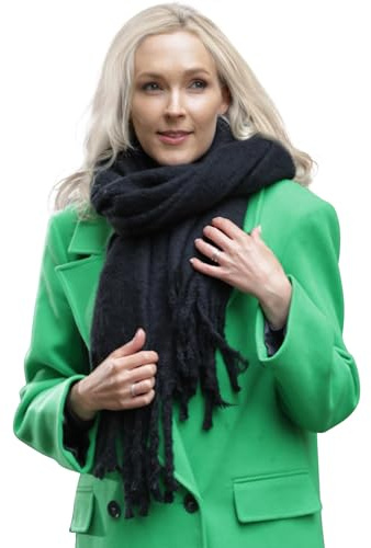 Style Slice Oversized Tartan Blanket Scarf for Women, Black-01