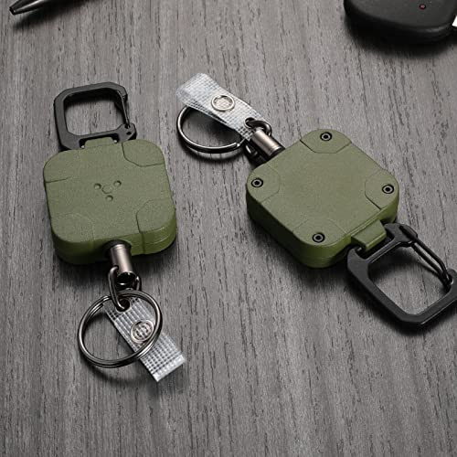 Titrys Metal Badge Reels,Heavy Duty Retractable Keychain,Army Green,1 Pack