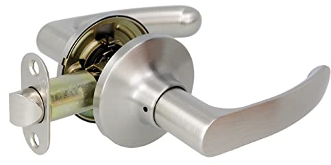 Amig - Set di maniglie con serratura per porte | Maniglia per porte interne | Design elegante e semplice ideale per la tua casa o ufficio | Acciaio | Cromato opaco | Scrocco di ingresso 60/70 mm