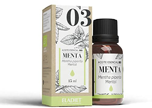 Huile essentielle de menthe poivrée Piperita Bio - 15 ml - Aide au bon fonctionnement du transit intestinal et du système respiratoire - Effet relaxant - Propriétés rafraîchissantes - Eladiet