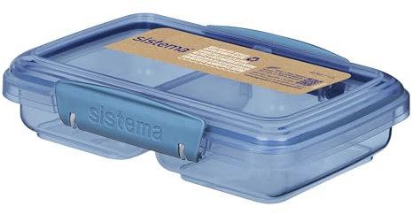 Sistema Ocean Bound Kunststoffbehälter, klein, geteilt, 350 ml, BPA-frei, aus recyceltem Kunststoff, Blaugrün oder Blau (Farbe nicht wählbar), 1 Stück