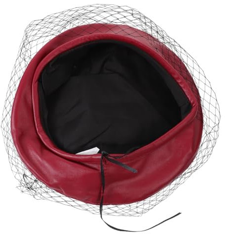 TENDYCOCO Béret en Cuir Vintage Voile Décoratif pour Femmes Chapeau De Élégant Chapeau Français Mode Fêtes Sorties Taille Unique