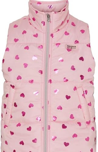 Equipage Kinder Steppweste Thilda Pink Mist mit Herzen, Größe:134/140