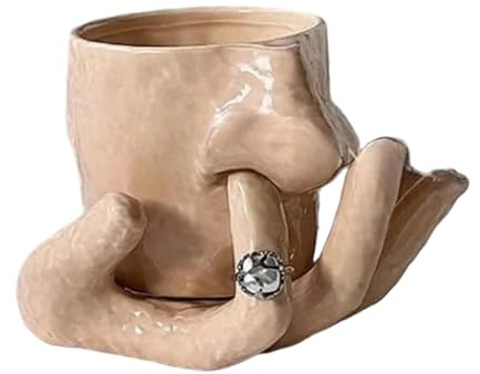 Arroopu Nose-picking mugg, 4 dl rolig keramisk näsplockande mugg, ring smyckebricka, handgjorda roliga näsplockningsmuggar, speciell dekorativ present för eller kontor