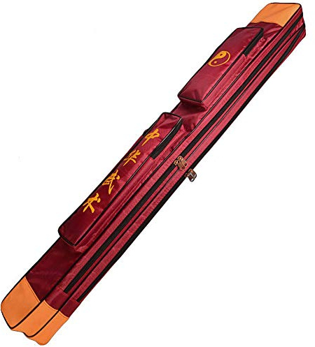 A ALFEEL Sword Carrying Case - Waterproof Chinese Kung Fu Taichi Martial Arts Double Layer Carrying Shoulder Bag (wine+yellow)