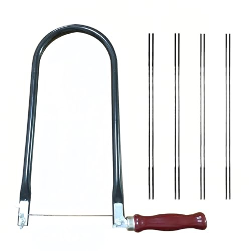 Set di Seghetti con Lame Sostituibili (4#6#8#10#),Seghetto da Traforo Manuale,Manico in Legno,Taglio Preciso,Adatto per Tagli di Precisione e Lavorazioni Lineari di Legno,Metallo e Plastica