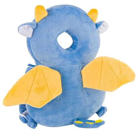 Protector de Cabeza de Bebe, Almohadillas de Seguridad Ajustables para Bebes,Cojín Protector Ajustable para Cabeza para Bebés de 4 a 24 Meses para Gatear y Camina (Dragón 1)