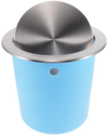 LALADEFIEE Cubo de Basura Empotrado Tapa Abatible Acero Inoxidable y Plástico 430 MM de Diámetro Capacidad Grande para Cocina y Baño Tapa Integrada para Encimera Cubo Silencioso y