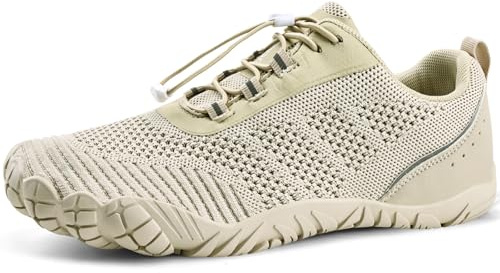 WateLves Barefoot Water Shoes Men Women Wide Toe Box Minimalist Gym Sneakers Zero Drop Walking Shoes for Training Yoga Beach Hiking (Beige, 40)