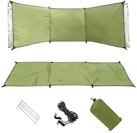 Paravento da spiaggia Parabrezza da campeggio pieghevole portatile in tessuto Oxford 210D for esterni, schermo for la privacy, spiaggia e giardino(Style A300x140cm)