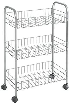 Metaltex Allzweckwagen 3-Etagen, Silber, Edelstahloptik 41 x 23 x 63 cm