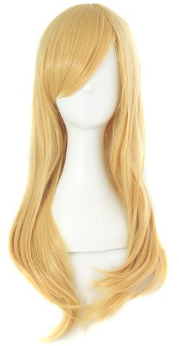 MapofBeauty 24 Pollic/60cm Ragazze Lungo Anime Lato Frangia Grande Ondulato Riccio Cosplay Festa Parrucche (Arancione Giallo)