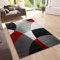 VIMODA Teppich Geometrische Kreismuster Meliert in Grau Weiß Schwarz und Rot, Maße:80x150 cm