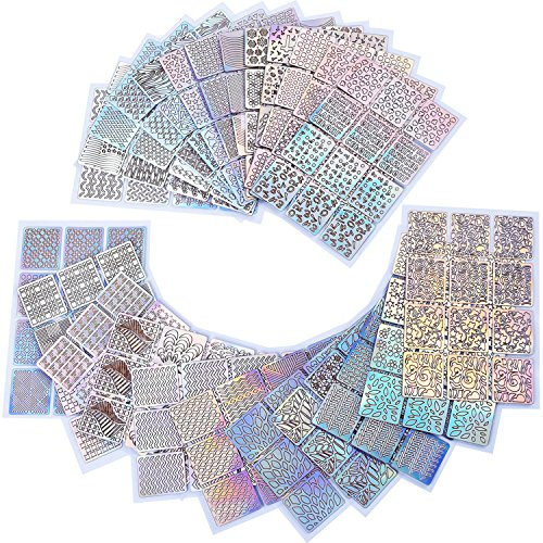 eboot 288 Pieces 96 Designs Nail Vinyls Nail Stencil Sticker Sheets Set for Nail Art Design, 24 Sheets