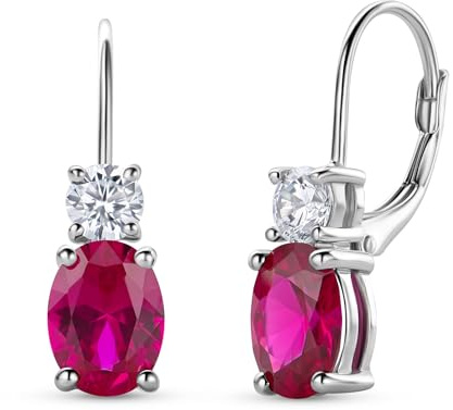 Miore Orecchini Pendenti Argento Sterling 925. Orecchini Donna Monachella con Rubini e Zirconi. Gioielli Donna Anallergici. Confezionati in Scatola Portagioie Regalo