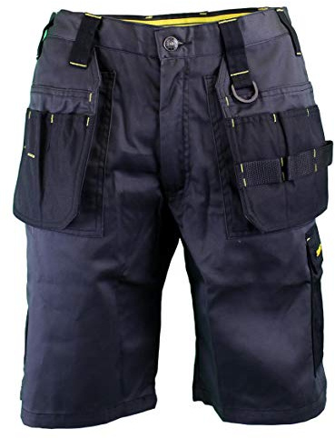 Stanley Mens Work Utility/Multi Pocket Cargo Shorts 32 in Grey/Black