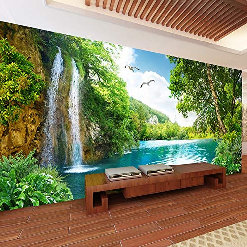 Papier peint mural 3D personnalisé décor à la maison vert montagne cascade Nature paysage 3D Photo papier peint pour salon chambre,240cm(W) x 220cm(H)