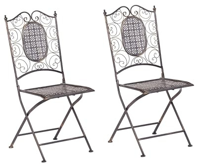 Beliani Set di 2 Sedie da Giardino Bistro Pieghevoli in Metallo Nero