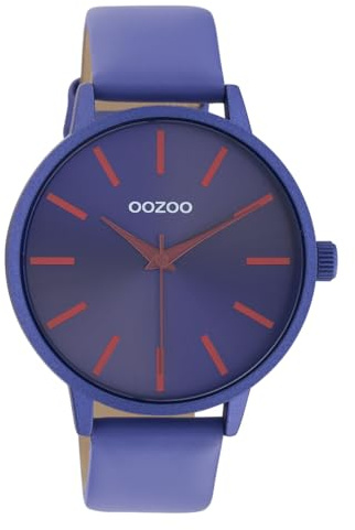 Oozoo Damen Armbanduhr mit Lederband 42 MM Violett/Violett/Rot C10874
