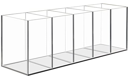 Uquelic Pennhållare i akryl, genomskinlig pennkruka med 5 fack, skrivbordsmaterial, förvaring för sminkborstar, förvaringslåda i akryl, organisering för skrivbord, pennhållare för prydligt skrivbord