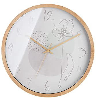 Casablanca runde Wanduhr XL - große Uhr zum Aufhängen - Material MDF mit Motiv Zifferblatt - Farbe: weiß braun - für 1 x AA 1,5V Batterie (Nicht im Lieferumfang enthalten) - Ø 41,5 cm