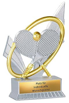 eberin – XS Tennis Pokal 12 cm Tennisspieler*innen Trophäe Award Kids/Teens Preis Gold Tenniscamp Pokal mit Wunschtext
