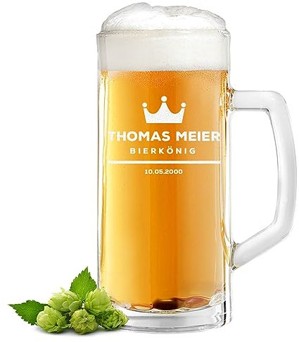polar-effekt Bierkrug mit Gravur - Bierseidel mit Namen für Männer - das Geschenk für Papa und Opa - Männergeschenk für Biertrinker - perfekt zum Geburtstag und Vatertag - Bierglas 0,5 Liter