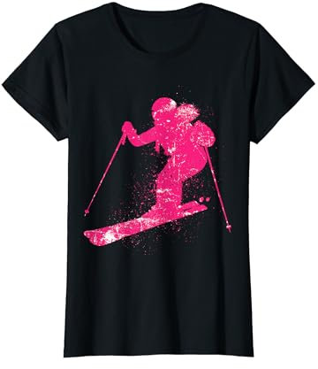 Skilfahrerin Splash Ski Mädchen Frauen Skihelm Skifahren T-Shirt