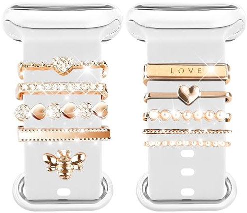 Joycabin Uhrenarmband Charms Armband, 10 Stück Charms Uhrenarmband Charms-Bänder Metallverzierung mit Schnalle für Apple Watch Series 8 7 6 5 4 3 2 1
