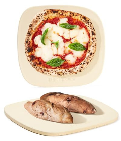 ROCKSHEAT Pizza Stone, Unique Shape 30 x 28cm Pizza Stones for Oven Grill BBQ, Heavy Duty Cordierite Baking Stone for Pizza & Bread & Cookies, Innovative Irregular Design Grilling Stone