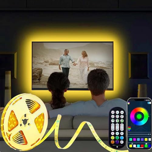 DTQJ LED Lights for TV 65 inch,5M TV Backlight,Strip Lights with Remote & Bluetooth APP Control,Music Sync Behind LED Lights for Bedroom Room PC