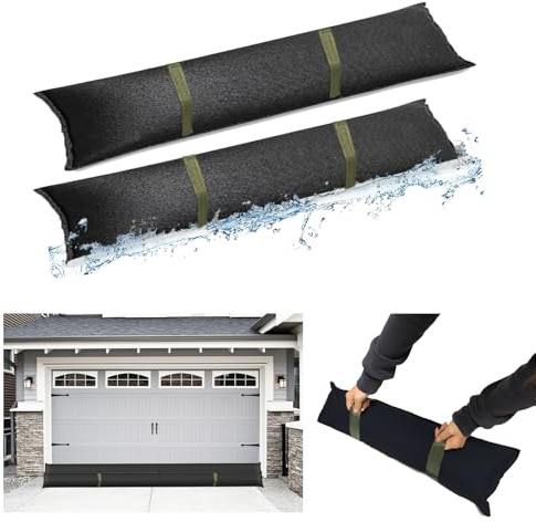 Estresen 2 sacchi di sabbia per porte con maniglie, barriera all'acqua, barriera alle inondazioni, per porte del garage, cantina, finestra contro la pioggia, perdite d'acqua, 90 x 20 cm
