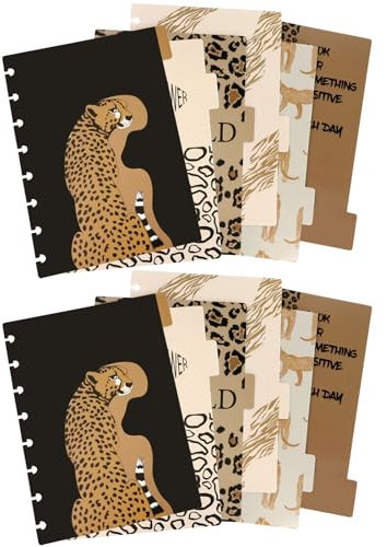 Leopard - Set di 2 raccoglitori a 8 dischi, formato A5, divisori in carta, per raccoglitori ad anelli a 8 dischi, divisori per quaderni, diari e file (A5-2 set)