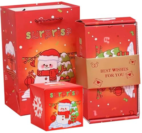 1set Box Explosion pour de l'argent, Boîte-cadeau d'explosion pop-up pliante avec 10 boîte à rebond ＆ Sac-cadeau, Red Enveloppe Cash Box peut mettre en argent pour les cadeaux de No